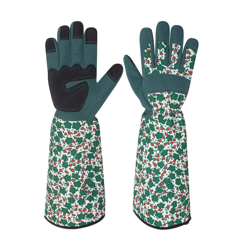 Long Style Gardening Gloves Thorn Proof Gloves Canvas Rose Pruning Garden Gloves with Touch Screen Breathable Work Gloves